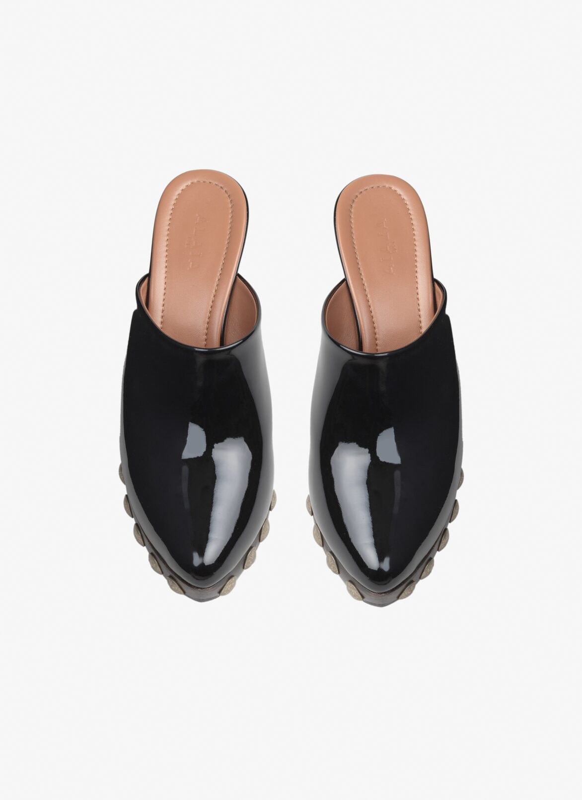 Le Sabot clogs in patent calfskin & wood ALAÏA BLACK LE SABOT CLOGS IN PATENT CALFSKIN & WOOD